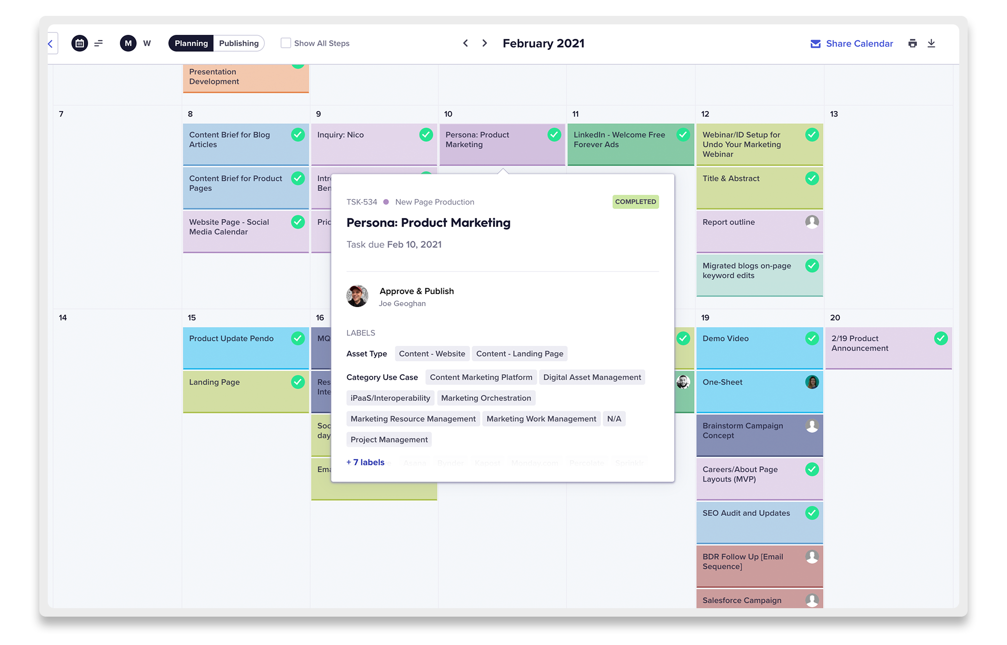 Content dashboard